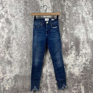 Frame Jeans 24 Womens Le High Skinny Blue Denim Modal Stretch Raw Hem